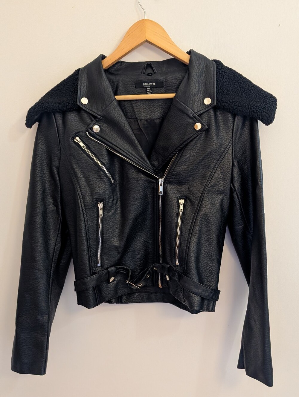 BRUNETTE THE LABEL Pleather Biker Jacket